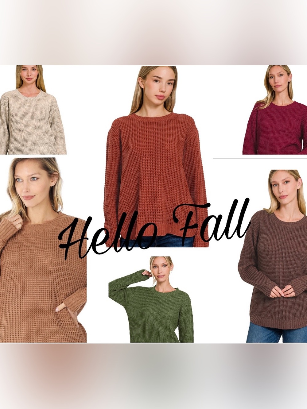 F7-- (11 COLORS) S-3X. ZENANA Outfitters Acrylic Waffle Knit Hi-Lo Long Sleeve